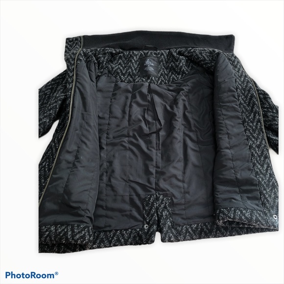 PRANA Med wool jacket Thick Black Gray Chevron - Picture 9 of 13